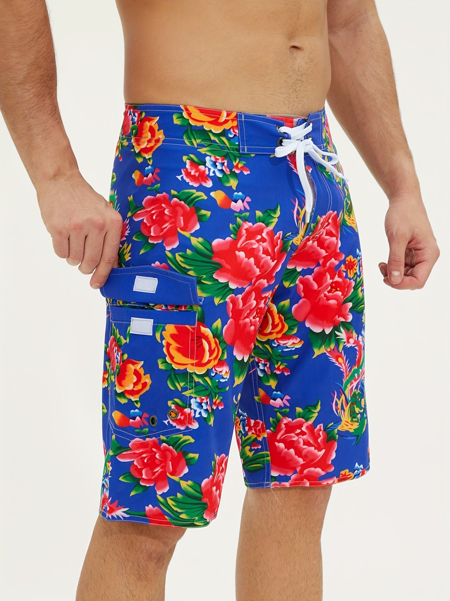 Stripe Print Beach Shorts Men's Swim Trunks Quick Dry Swimwear