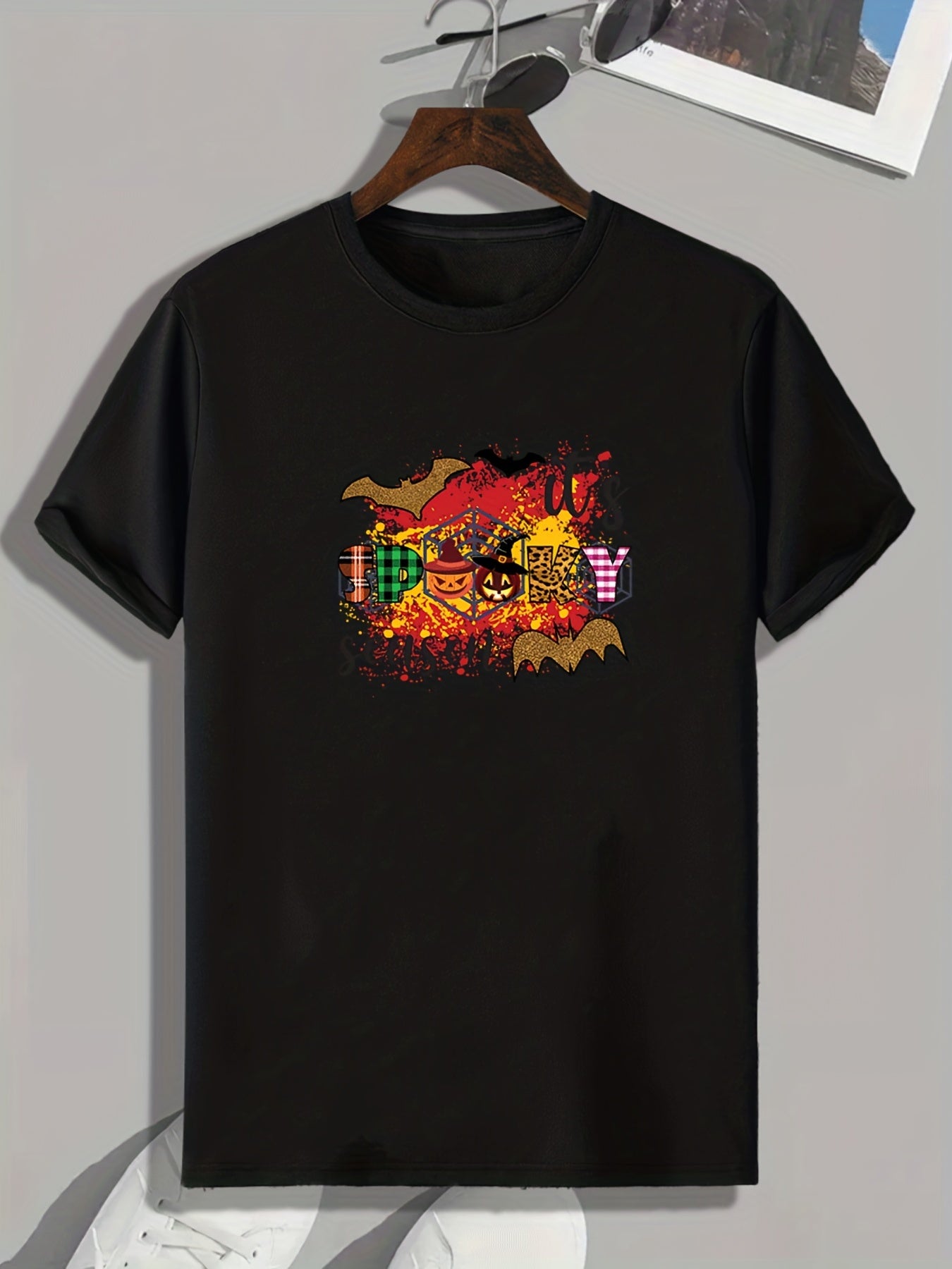 Men's Spooky Season Print T-shirt Crew Neck Tee