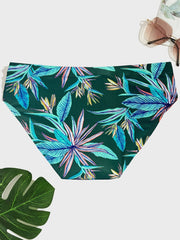 Men's Leaves Print Racing Swim Trunks Quick Drying Swimwear