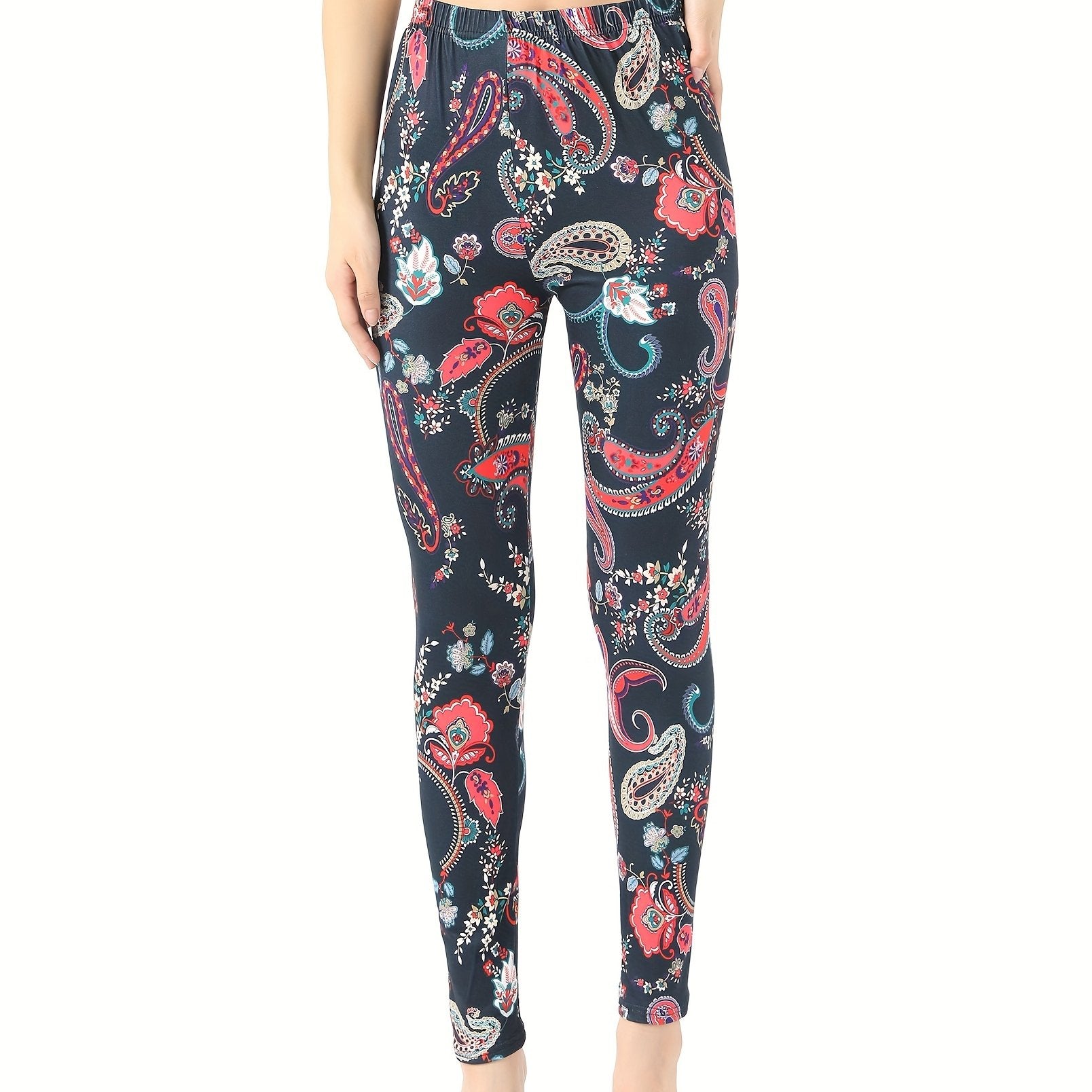 Paisley Print Yoga Tight Pants Stretchy Fitness Leggings