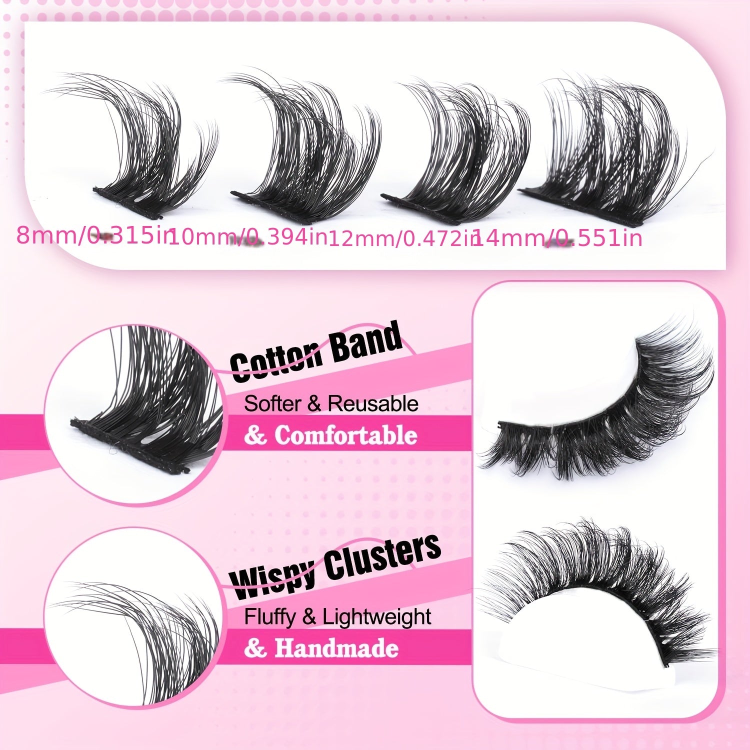 DIY Cluster False Eyelashes Natural 3D Style Lashes Extension