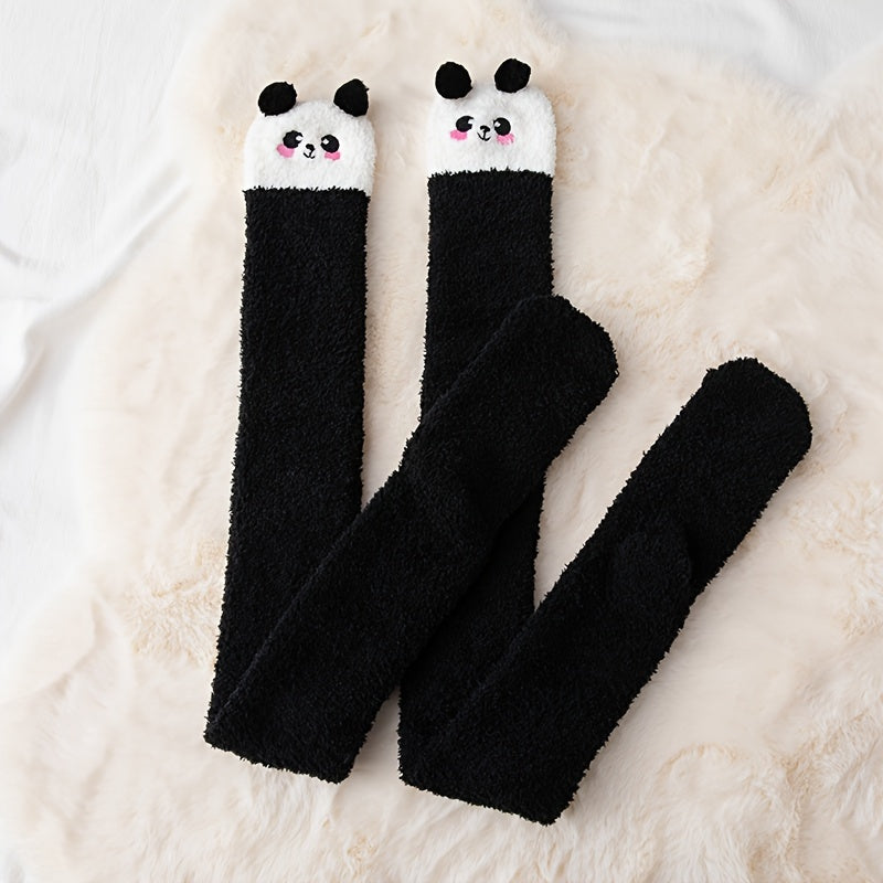 Cartoon Panda Thigh High Socks Fuzzy Over The Knee Socks