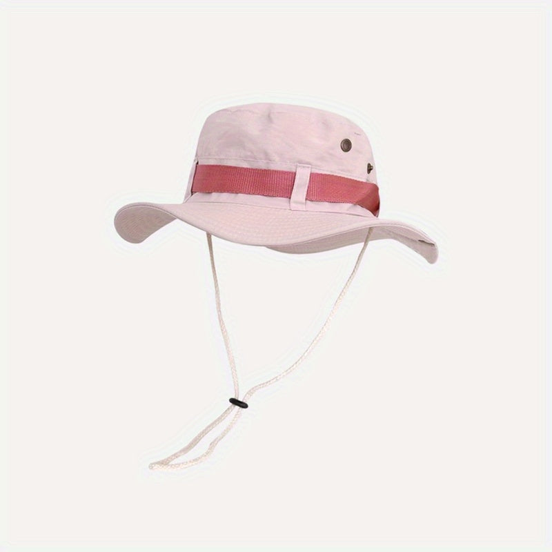 Solid Drawstring Bucket Hat Thin Breathable Sun Hat for Women