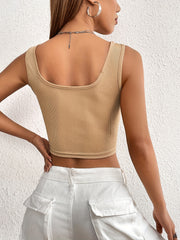 Solid Crop Tank Top for Women