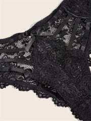 Floral Lace Cut Out High Waist Panties