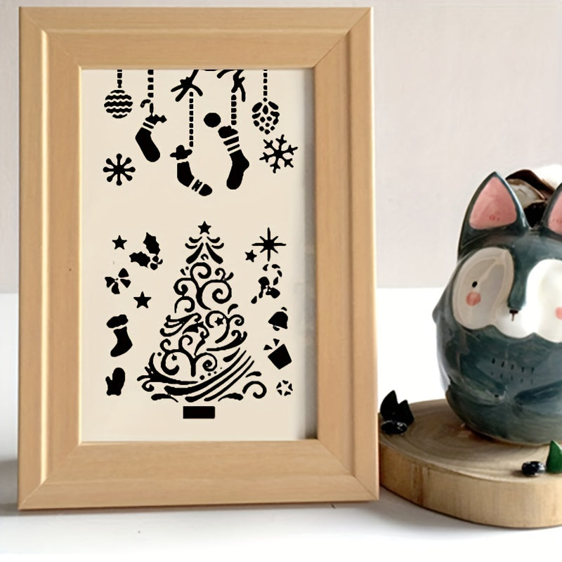 9pcs Christmas Stencils for Wall Wood Painting Decor Template