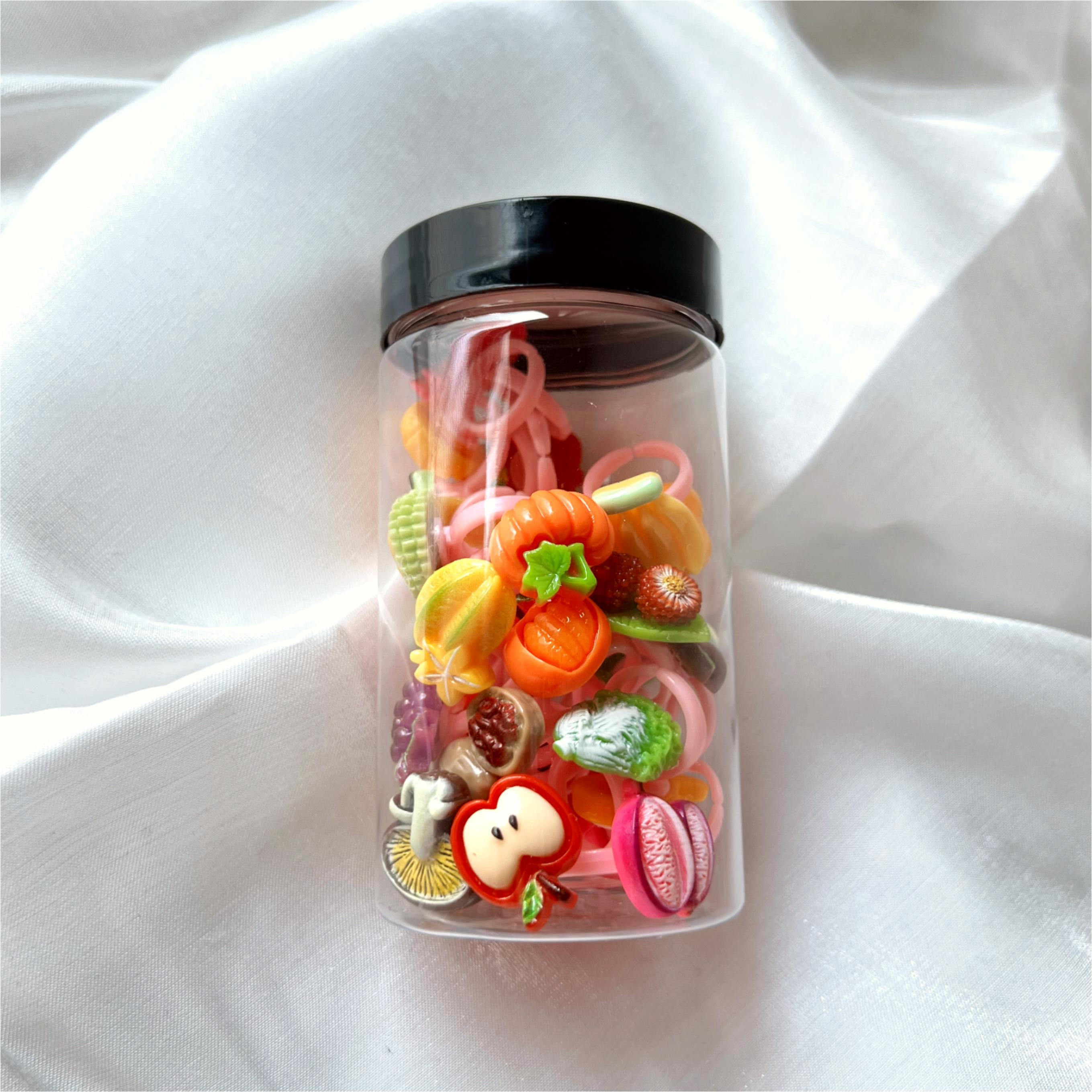 30pcs Fruit & Veggie Kids Rings Pink Finger Ring Hand Decor Children's Jewelry