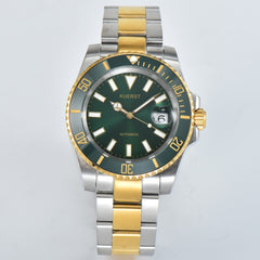 KUERST Steel Strap Mech. Watch Waterproof Night Light Ceramic Ring