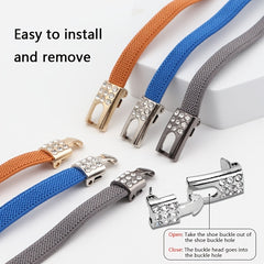 Elastic No Tie Shoelaces With Metal Buckles Quick Lazy Metal Lock Shoe Strings