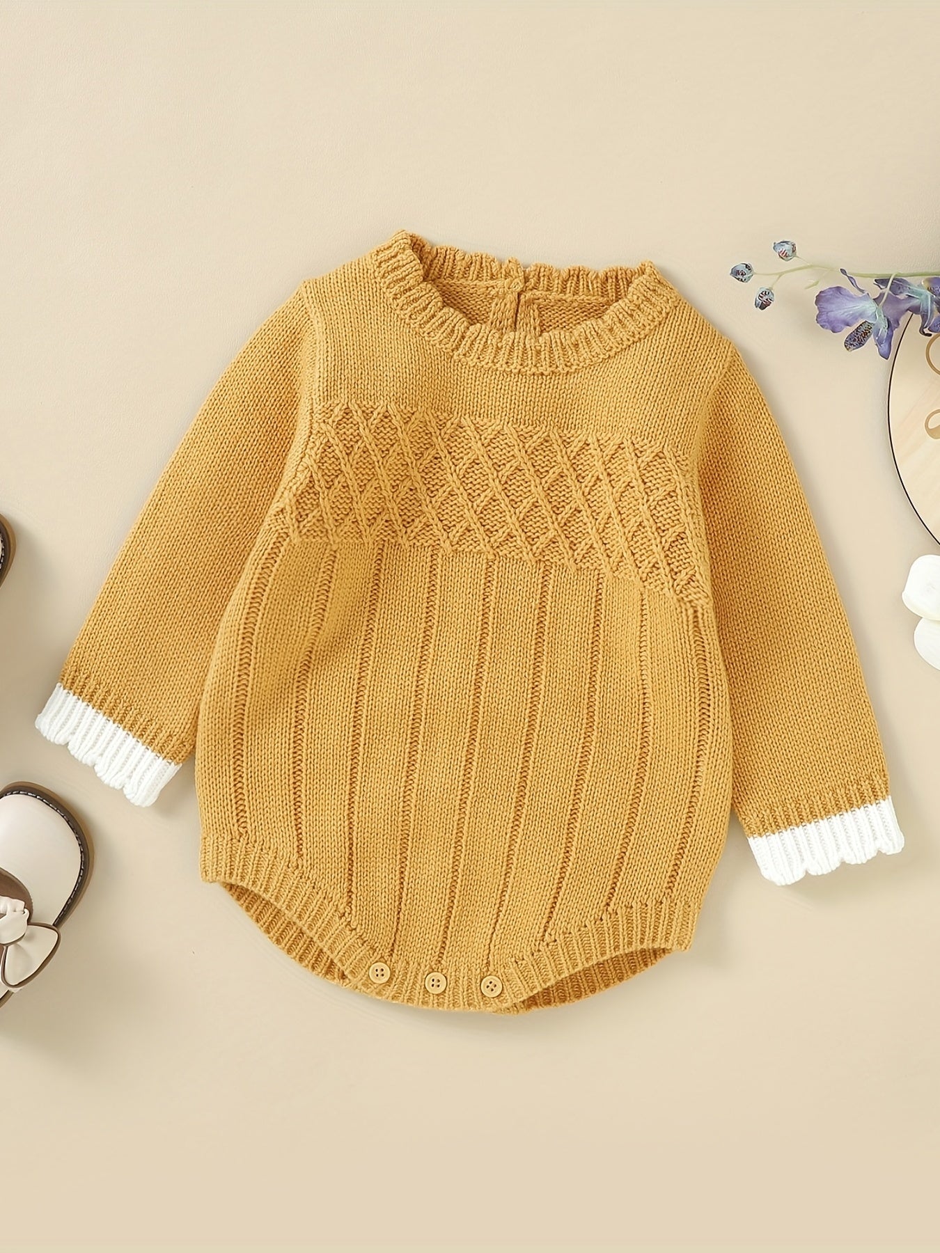 Baby Triangle Jumpsuit Girl Long Sleeve Knitted Sweater Romper
