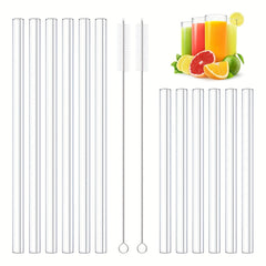 12 Pack Clear Glass Straws Shatter Resistant for Cocktails and Smoothies