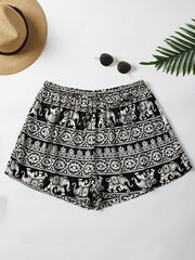 Geometric Print Elastic Stretch Shorts