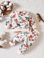 Baby Boy Dinosaur Full Print Sweatshirt Trousers Set
