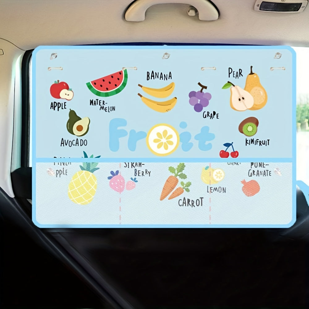 Adjustable Cartoon Car Sun Shade Curtain with Side Window Pocket