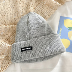 Label Patch Candy Beanie Coldproof Knit Hat