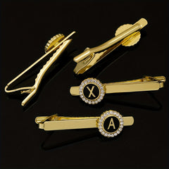 Men's Zirconia Initial Letter Tie Clip