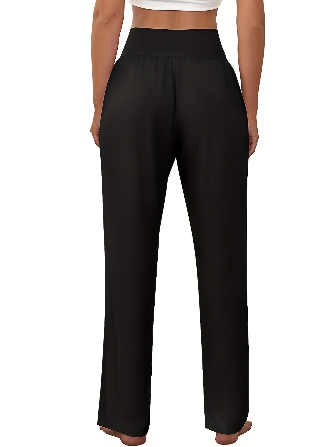 3 Pack Plus Size Sports Pants Set Women's Plus Solid Wide Waistband