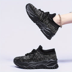 Women's Chunky Lace-up Sneakers for Outdoor Running