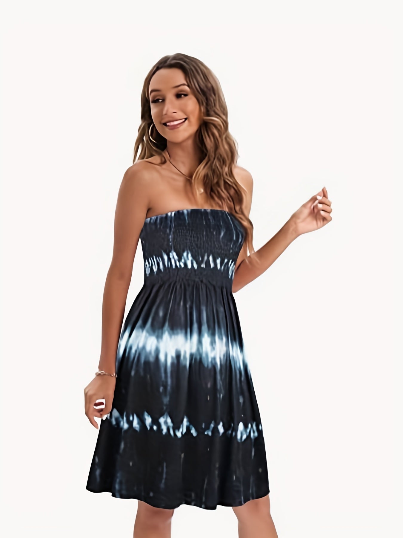Tie Dye Off Shoulder Dress Sexy Midi Dress
