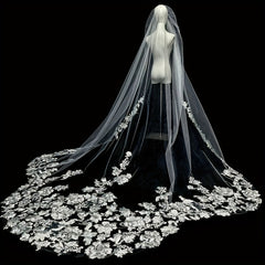 Retro Bridal Headcloth Fine Yarn Pattern Long Tail Wedding Women's Headcloth