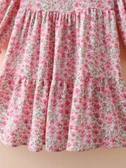 Girls Spring Floral Dress Long Sleeve Swing Flare Dress