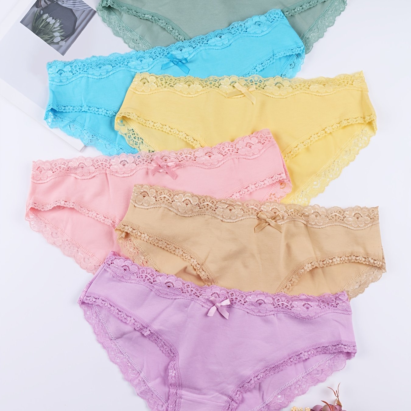 6 Pack Plus Size Casual Panties Set Women's Plus Comfort Medium Stretch