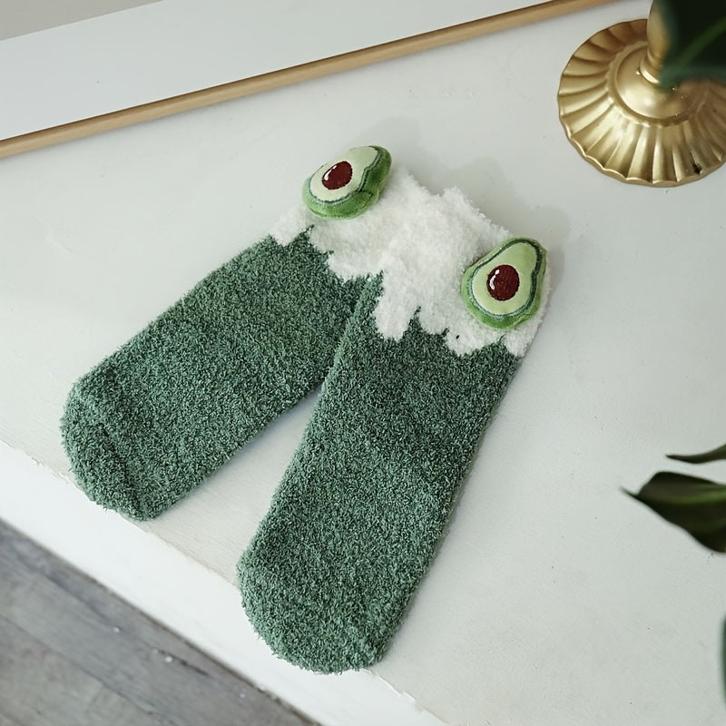 Thermal Plush Home Floor Socks Fruit Decor Socks Women's Stockings