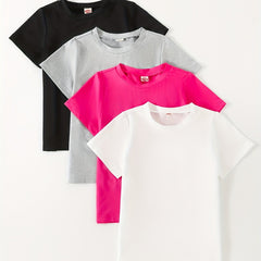 4pcs Boy's Mixed Sports T-Shirt Slightly Stretch Breathable Tee for Summer