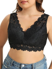 Floral Lace Wide Strap Hook & Eye Bralette