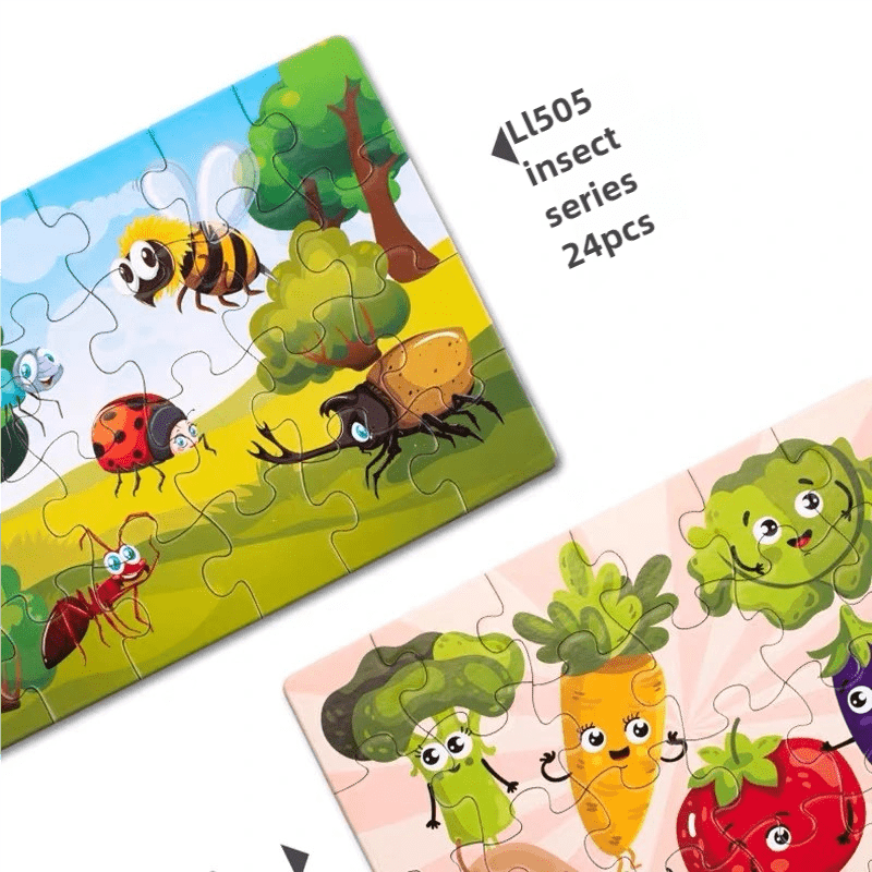 12 Boxes Cartoon Jigsaw Puzzle Insect Farm Animal Primary 24pcs