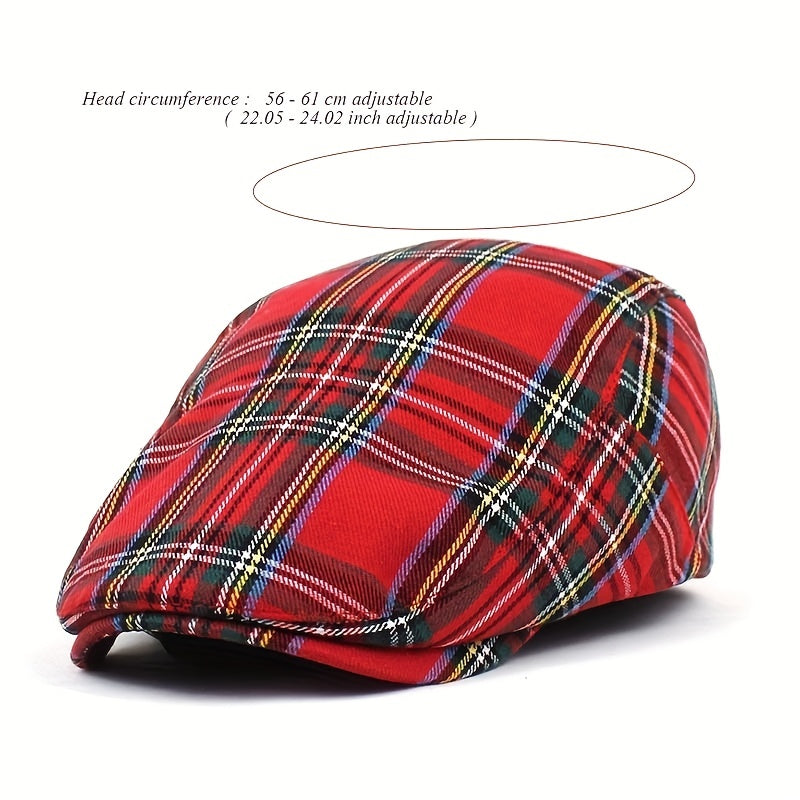 British Plaid Beret Hat Men's Fashionable Peaked Cap