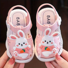Cartoon Rabbit Hook And Loop Sandals Lightweight Non Slip Comfy Walking Shoes