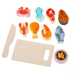 Kids' Kitchen Pretend Play Food Cutting Toy Set with Storage Bag