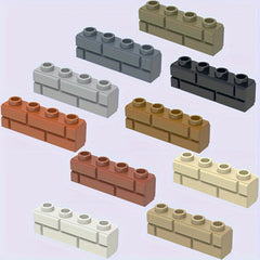 9pcs Building Blocks 1X4 Ten Colors Castle Wall Tiles Two Lattice Bricks