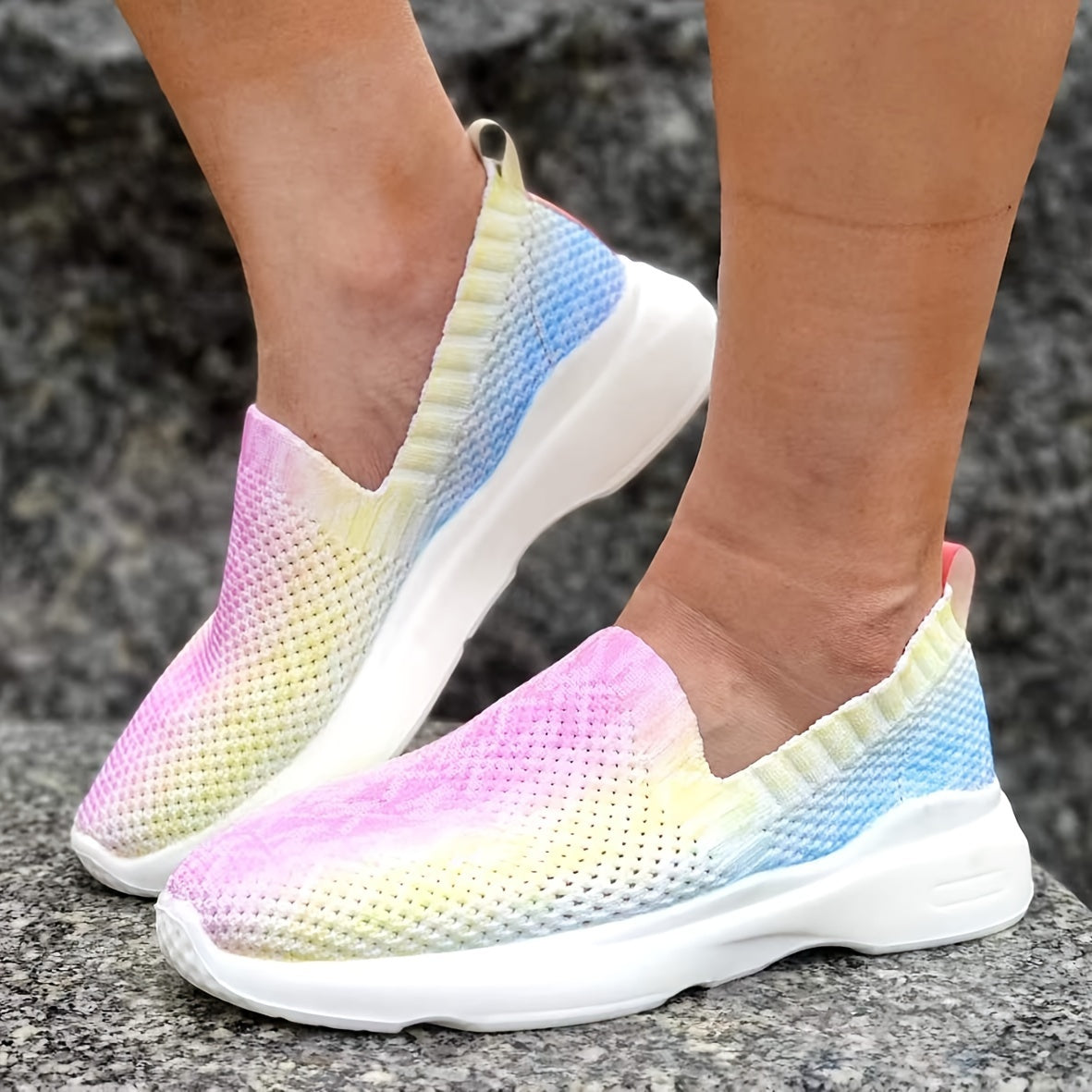 Women's Colorful Gradient Flat Sneakers Lightweight Casual Shoes