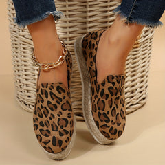 Leopard Print Espadrille Slip On Flatform Shoes