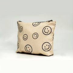 Smiling Face Corduroy Cosmetic Bag Zipper Storage Pouch
