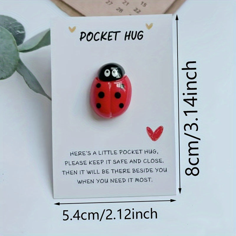 Ladybug Pocket Hug Token with Inspirational Card - Encouragement Gift