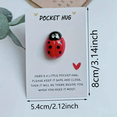 Ladybug Pocket Hug Token with Inspirational Card - Encouragement Gift