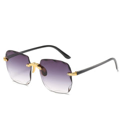 Oversized Square Frame Polarized Sunglasses Cut Edge Frameless