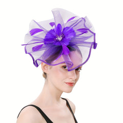 Large Mesh Faux Feather Fascinator Head Piece Hair Accessories