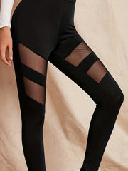 Mesh Stitching Skinny Leggings Casual Lifting Stretchy Leggings