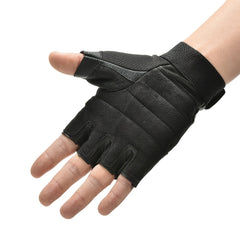 Men's PU Leather Gym Gloves with Wrist Wrap - Fitness & Training