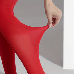 Red Pantyhose Cozy Elastic High Waist Footed Stockings