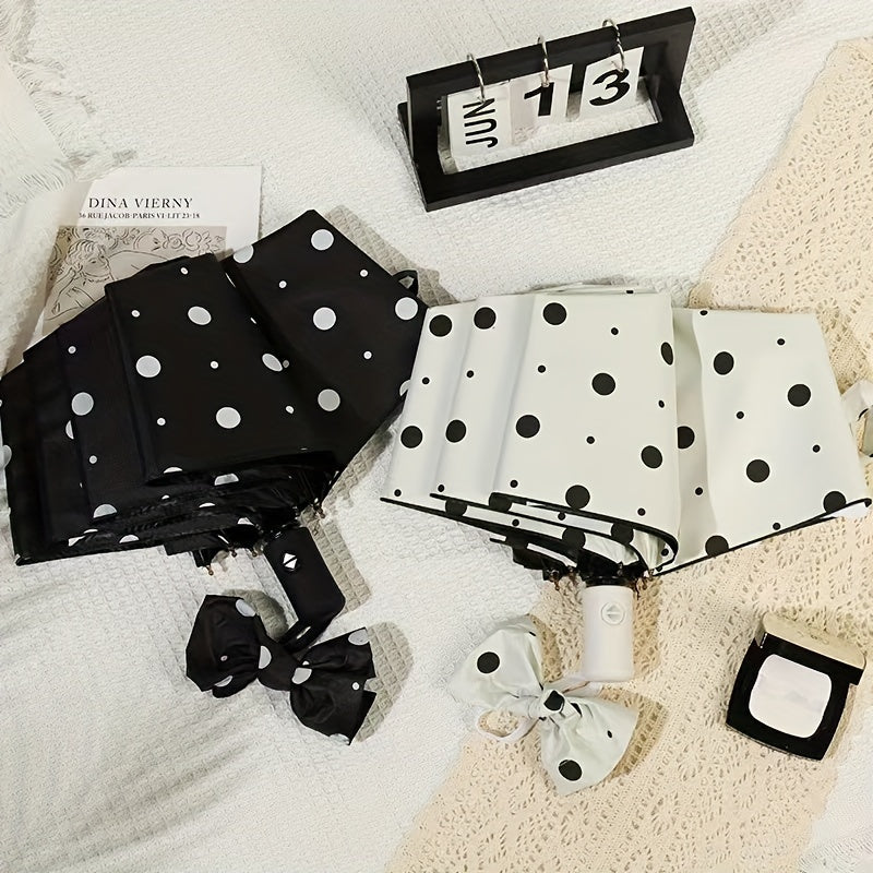 Polka Dot Umbrella Woman Folding Small Fresh Automatic Sun Umbrella