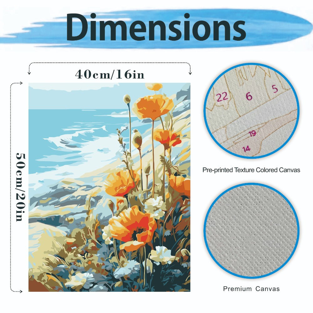 DIY Blooming Flowers at Seaside Acrylic Paint by Numbers Kit - Beginner Friendly
