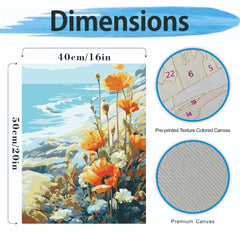 DIY Blooming Flowers at Seaside Acrylic Paint by Numbers Kit - Beginner Friendly