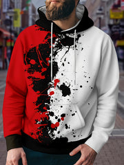 Men's Ink Print Block Hoodie Loose Pullover for Autumn Winter