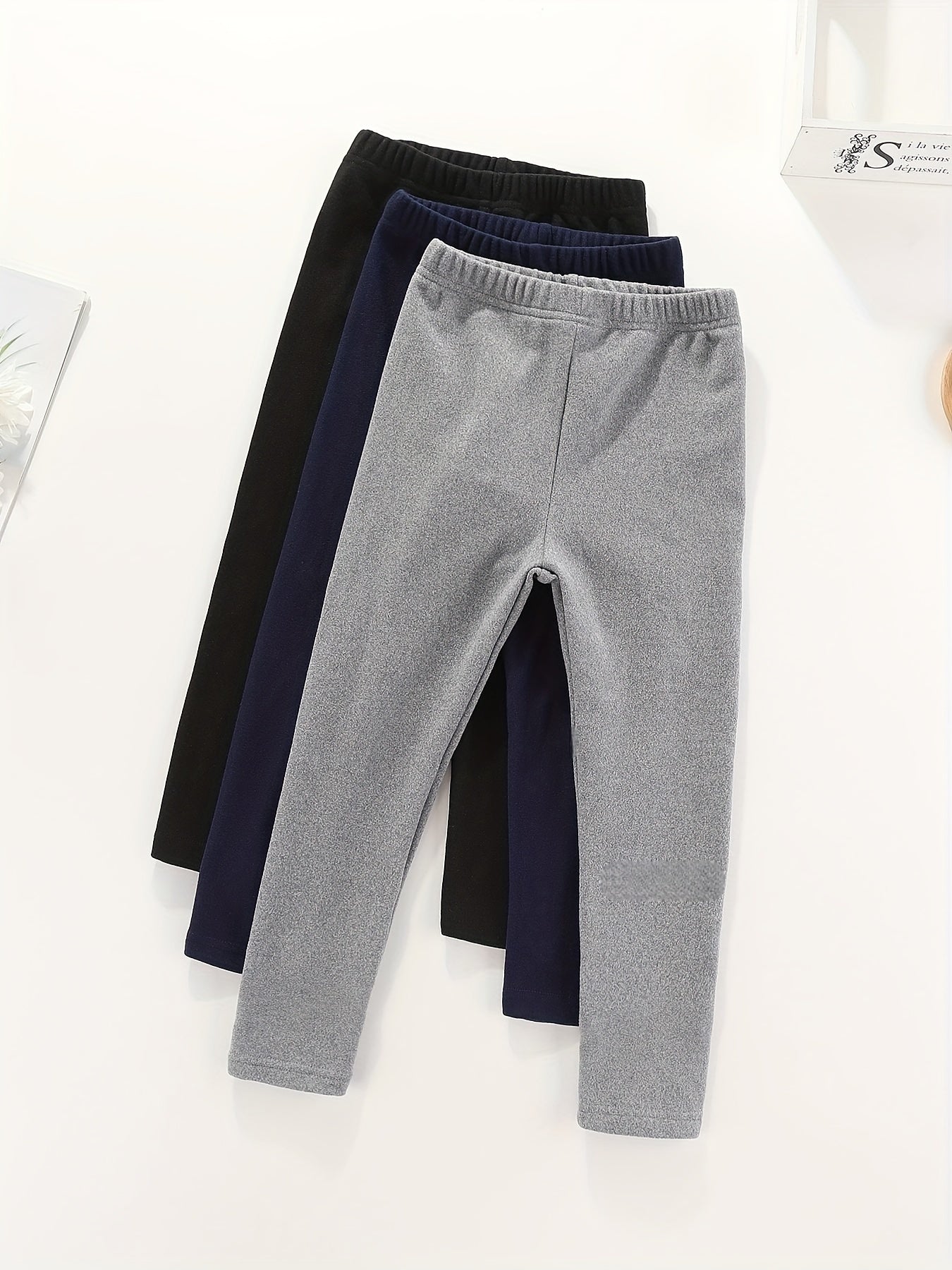 3pcs Girls Slim Fit Basic Leggings Pants Elastic Waist Tights Pants Kids Clothes