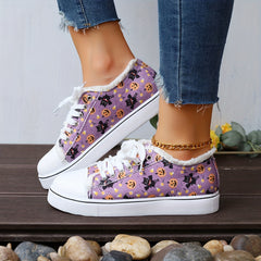 Women's Halloween Print Sneakers Low Top Flat Shoes
